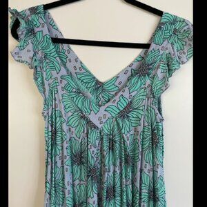 Fighting Eel x Jana Lam Dress Gomez (Aqua Seaflower) - Size Small